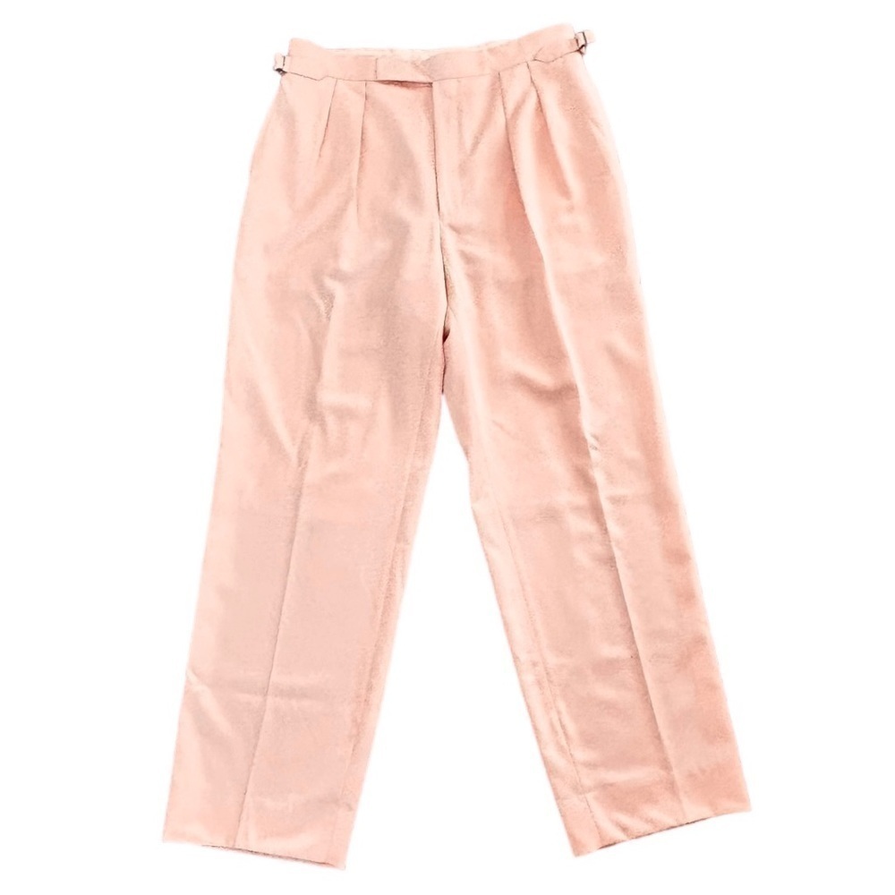 Ralph Lauren Purple Label Pink Wool Pleated Trouser Xl Minor Flaw